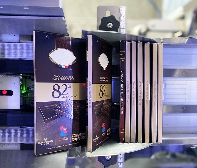 Machine emballage chocolat pour ligne de production industrielle