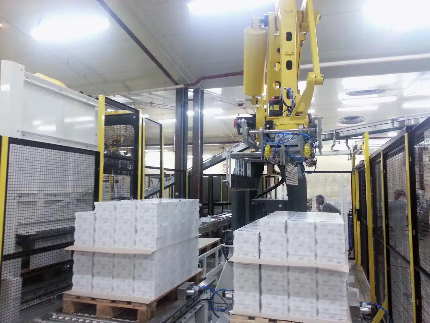 Industrial line with automated chocolate packaging machine