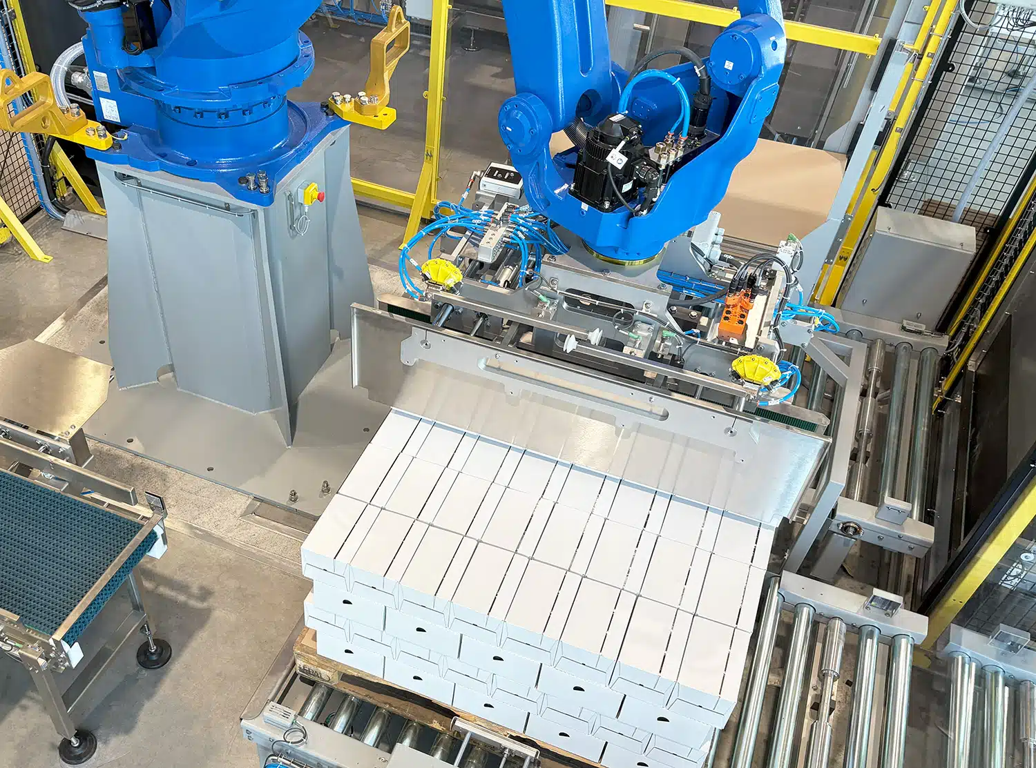 Ixapack palletizer for pet food product packaging